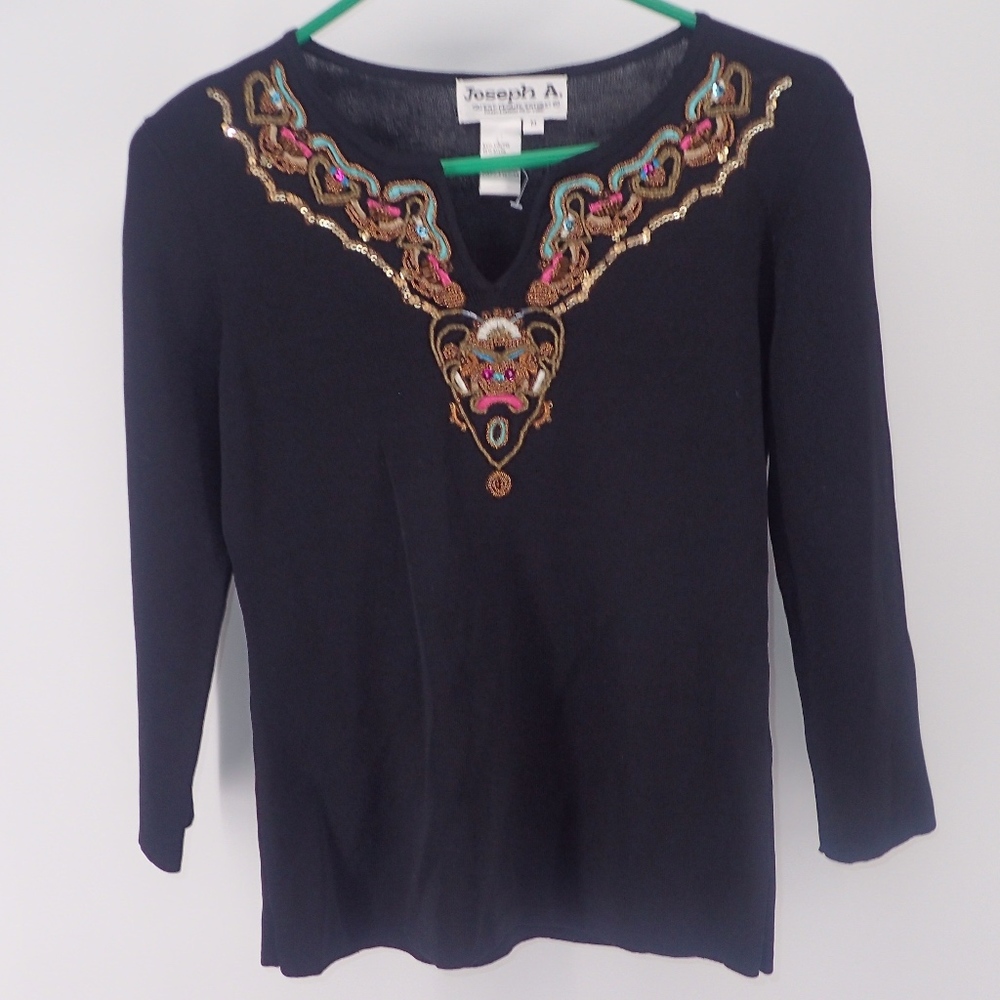 Joseph A Sweater Medium Black Sequins & Beads